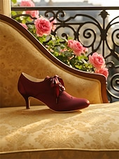 cheap Victorian &amp; Edwardian-Women's 1920s Vintage Satin Lace-Up Oxford Heels – Classic Victorian Style for Ladies, Perfect for Parties, Weddings, Theater Events &amp; Elegant Everyday Wear