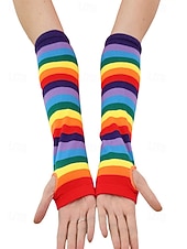 abordables Accessoires-Ensembles de chaussettes et gants à rayures montantes Mardi Gras pour femmes plusieurs couleurs design amusant et coloré parfaits pour le carnaval et les bals masqués
