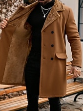 halpa Miesten trenssitakki-Miesten Talvitakki Fleecetakki Päällystakki Pitkä trenssitakki Trenssitakki Päivittäin ulko- Syksy Talvi Polyester Pidä lämpimänä Päällysvaatteet Vaatetus Klassinen Vapaa-aika Tavallinen Tasku