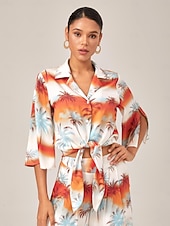  Жен. Мужской Свободный силуэт Нахальный Полная длина Завышенная Элегантный стиль Отпуск На каждый день Повседневные Праздники Пляжный отдых Оранжевый Лето XS S M