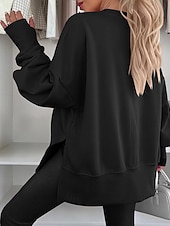 abordables Sweats à capuche-Femmes Sweatshirt Pull Patchwork Uni Occasionnel manche longue Col rond Hauts Réguliers Tenue Quotidienne Fête Sortir Bleu Noir Blanche Vert Grise Printemps Automne Hiver