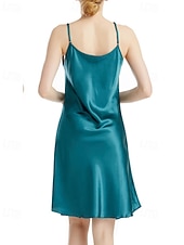 abordables Bodies para mujeres-Mujer Bata de noche Casual Suave Satén Color puro Espalda al Aire Vestidos Diario Hogar Cama Sin Mangas Correas Azul cielo Negro Amarillo Rojo Morado Verano Delgado