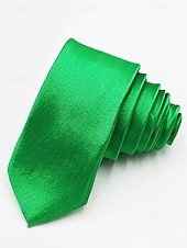 お買い得  アクセサリー-男性用のセントパトリックスデーのグリーンサテンネクタイ。グリーンの複数の色合い、滑らかなポリエステル生地。パレード、パーティー、結婚式、ホリデーのお祝いに最適なクラシックで華やかなスタイルのネクタイ。