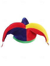 זול אביזרים-כובע ליצן של ג'סטר מרדי גרא ומערכת אף ליצן – מושלם לקרנבל ומסיבות מסכה