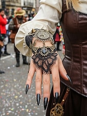 preiswerte Zubehör-Damenschuhe Mardi Gras Steampunk viktorianische Spitzen-Handschuhe ohne Finger - Legierungs-Uhren- und Zahnräder-Zubehör für Karneval  Halloween-Kostüm