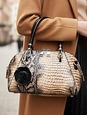 Недорогие Сумки с ручками сверху и шопперы-Женская сумка из искусственной кожи с рисунком крокодила, несколько цветов и вариантов ношения, модная и универсальная для повседневного использования.