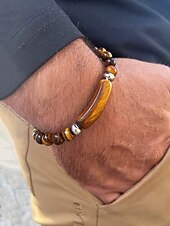 abordables Fête de la Saint-Patrick-Bracelet pour homme en pierre naturelle, perles multicolores avec détails raffinés, idéal pour la Saint-Patrick et au quotidien, élégant et unique.