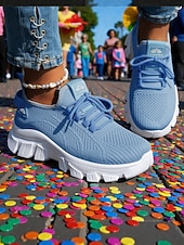 abordables Chaussures de femme-Baskets de course orange pour femmes tissu en mesh respirant chaussures de sport confortables et légères pour le carnaval le festival et les activités de plein air