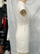 voordelige Eenvoudige jurk-Dames Mini-jurk Witte jurk Casual jurk Schede jurk Elegant Modieus Modern Dagelijks Vakantie Uitgaan Normale pasvorm Effen Korte mouw V-hals Wit Zomer Lente