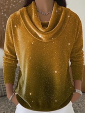 Χαμηλού Κόστους Επίσημες Μπλούζες-Νέος Χρόνος Γυναικεία Βελούδο Ombre Στυλάτο Μοντέρνα Καθημερινό Μακρυμάνικο Με σούρα στο λαιμό Κανονικά μπλουζάκια Θαλασσί Ρουμπίνι Βυσσινί Χρυσό Πράσινο του τριφυλλιού Φθινόπωρο