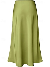 abordables Faldas Formales-Mujer Elegante Moda Maxi Alta cintura Faldas Plano Frunce Rígido Diario Calle Negro Champaña Verde Ejército Verde Trébol Verano