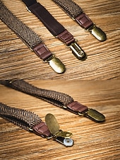 お買い得  アクセサリー-男性用ポリエステルサスペンダー、ヘリンボーンデザイン、ヴィンテージスタイル、ケルンカーニバルとコスチュームに最適