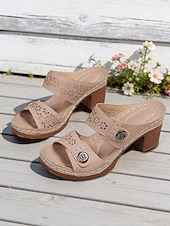 abordables Sandales à glissière-Sandales à plateforme marron perforées pour femmes, à bout ouvert, confortables et élégantes, idéales au quotidien.