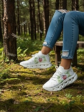  Damesko med irsk shamrock-trykk i flyknit-stil – lette, pustende tursko med polstret såle, avslappede joggesko for daglig bruk, parader, St. Patricks dag, reiser og utendørsaktiviteter