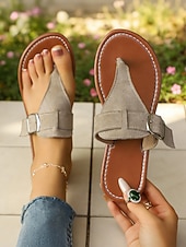 Χαμηλού Κόστους Γυναίκες-Women's Yellow Buckle Slide Sandals – Lightweight Flat Slippers for Beach Walking, Poolside Lounging, Cruise Travel, Resort Holidays &amp; Everyday Comfort