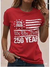  Onafhankelijkheidsdag Amerikaanse verjaardag Patriottische dames T-shirt Grafisch Vlag Vintage Stijlvol Klassiek Korte Mouw Ronde Hals Dagelijks Weekend Print Blauw Zomer Lente herfst