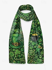  Bufanda de poliéster con tacto aterciopelado para mujer, ideal para el Día de San Patricio. Múltiples diseños. Ideal para celebraciones del Día de San Patricio.