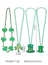  Colier acrilic pentru femei cu trifoi și pălării, modele multiple, mărgele verzi, perfect pentru sărbători, accesorii de petrecere