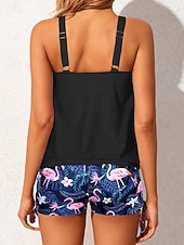 abordables Tankinis-Tankini de 2 piezas para mujer pantalones cortos control de abdomen talle alto espalda descubierta vacaciones ropa de playa color sólido gráfico cuello en U sin mangas