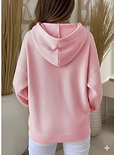 cheap Plain Hoodies-Women's Pullover Hoodie Sweatshirt Pocket Plain Casual Long Sleeve Hooded Regular Tops Blue Black White Pink Fuchsia Spring Fall Winter