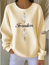 abordables Humor y Citas Sudaderas-Mujer Pullover Estampado Graphic Letra Cálido Clásico Casual Manga Larga Cuello Barco Tops regulares Casual Hogar Calle Azul Piscina Amarillo Claro Rosa Claro Bleu Ciel Negro Primavera Otoño