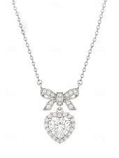 tanie Walentynki-damski naszyjnik ze stopu metali w kształcie serca z kokardką, dostępny w kolorze białym i różowym, idealny na Walentynki