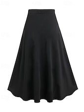 abordables Faldas-Mujer Casual Maxi Tiro Medio Faldas Bloque de color Retazos Rígido Calle Noche Negro Verano