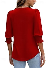 economico Maglietta Arte &amp; Design-Per donna Maglietta Semplice Casual Manica 3/4 Girocollo Top Regolari Quotidiano Uscire Weekend Blu Nero Bianco Rosso Primavera Autunno