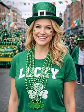  Набор женских украшений ко Дню Святого Патрика, состоящий из нескольких частей, многослойные бусы из зеленого клевера, пластиковый набор украшений разных стилей, праздничные ирландские аксессуары для вечеринок для женщин.