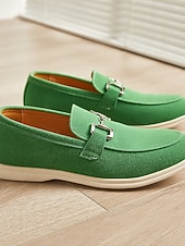  mocassini da uomo con fibbia verde: design elegante e comodo, ideali per il giorno di San Patrizio, abbigliamento casual e comfort quotidiano