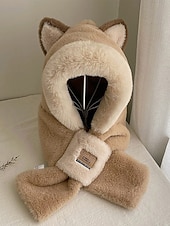 Недорогие Аксессуары-Женский шарф с капюшоном из искусственного меха – 2-в-1 шапка и шарф для ушей в нескольких цветах для карнавала зимнего косплея и костюмированных вечеринок