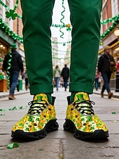  Pánské tenisky na Den svatého Patrika – zelený a květinový design s detaily trojlístku, ideální pro slavnostní oslavy