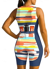 economico Set di abbigliamento da donna-Per donna Tuta da triathlon Completo da ciclismo Senza Maniche Estate Blu marino Strisce orizzontali Bicicletta Cuscinetto 3D Asciugatura Rapida Resistente ai Raggi UV Cerniera Frontale Strisce