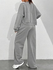 economico Set da due pezzi-Per donna Tuta Set di Pantaloni Bolero Top Manica Lunga Collo alla coreana Tinta unica Coulisse Moda Streetwear Casuale Quotidiano All'aperto Nero Rosa Azzurro cielo Primavera Vestibilità regolare