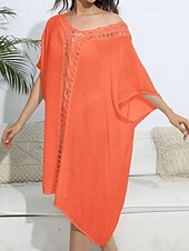 levne Kaftans-Dámské Plavky Přehozy Šaty do vody Sleva až 30% Plavky Vystřižený prázdniny Oblečení na pláž Pevná barva Do V Krátké rukávy Plavky