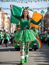  Zapatos de elfo para mujer del Día de San Patricio con diseño verde y detalle de campana: calzado festivo divertido para desfiles, festivales y fiestas de disfraces.