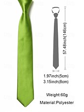 お買い得  アクセサリー-男性用のセントパトリックスデーのグリーンサテンネクタイ。グリーンの複数の色合い、滑らかなポリエステル生地。パレード、パーティー、結婚式、ホリデーのお祝いに最適なクラシックで華やかなスタイルのネクタイ。