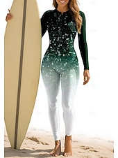 preiswerte One Pieces Rash Guards-Damen Standard Anti UV Shirt Ganzkörper-Bademode Diveskin-Anzug Farbverlauf Frontreißverschluss UPF50+ Schnelltrocknend Hohe Elastizität Langarm Bademode Surfen Kanufahren Tauchen Sommer