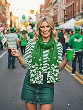  Bufanda de poliéster con tacto aterciopelado para mujer, ideal para el Día de San Patricio. Múltiples diseños. Ideal para celebraciones del Día de San Patricio.