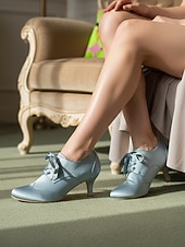 cheap Victorian &amp; Edwardian-Women's 1920s Vintage Satin Lace-Up Oxford Heels – Classic Victorian Style for Ladies, Perfect for Parties, Weddings, Theater Events &amp; Elegant Everyday Wear