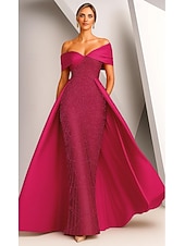 preiswerte Ballkleider-Ballkleid Meerjungfrauen-/Trompetenabend Bodenlang Perlenbestickt Abendkleid Kleid der Brautmutter Abendkleid Elegant seidig Halbformelle Kleider Ärmellos Schulterfrei Abschlussball Hochzeit Stretch