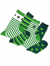  シャムロックデザインのメンズセントパトリックスデーグリーンストライプソックス - お祝いやホリデーシーズンのお祝いにぴったり