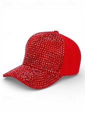 abordables Accessoires-Casquette unisexe ornée de strass, en polyester, décoration scintillante, disponible en plusieurs couleurs, idéale pour la Saint-Patrick, le carnaval et au quotidien.