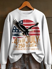 economico Magliette Giorno dell’Indipendenza-Giorno dell'Indipendenza Anniversario Americano Patriottico Maglione Pullover Grafico Casual Maniche Lunghe Collo Crew Top Regolari Casual Strada Abbigliamento Quotidiano Nero Bianco Rosso Primavera