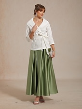 levne Jednoduché sukně-Dámské Saténové sukně Elegantní Maxi Středně vysoký pas Sukně Lehce elastické Koktejlový večírek Svatba Host Mechově zelená Léto Satén