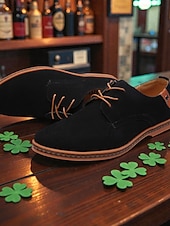 economico Scarpe da uomo-scarpe oxford in pelle scamosciata verde da uomo, scarpe casual morbide e leggere per comfort e stile, perfette per l'uso quotidiano, casual da lavoro, feste e outfit per il giorno di San Patrizio