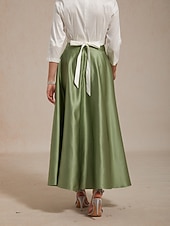 levne Jednoduché sukně-Dámské Saténové sukně Elegantní Maxi Středně vysoký pas Sukně Lehce elastické Koktejlový večírek Svatba Host Mechově zelená Léto Satén