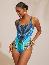 זול בגדי ים של מעצבים-נקבה בגדי ים חתיכה אחת בגד ים רפידות נשלפות כיווץ בוהו פייזלי דמשק פול מרובע בגדי ים דפוס חדש חופשה בגדי חוף סגנונות חוף