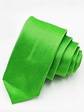 お買い得  アクセサリー-男性用のセントパトリックスデーのグリーンサテンネクタイ。グリーンの複数の色合い、滑らかなポリエステル生地。パレード、パーティー、結婚式、ホリデーのお祝いに最適なクラシックで華やかなスタイルのネクタイ。