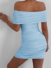 economico Vestito Semplice-Per donna Mini Abito Vestito da Festa Abito da Cocktail Tubino Moda Moderno Feste Cocktail party Vestibilità regolare Semplice Senza Maniche Senza Spalle Nero Bianco Giallo Rosso Estate